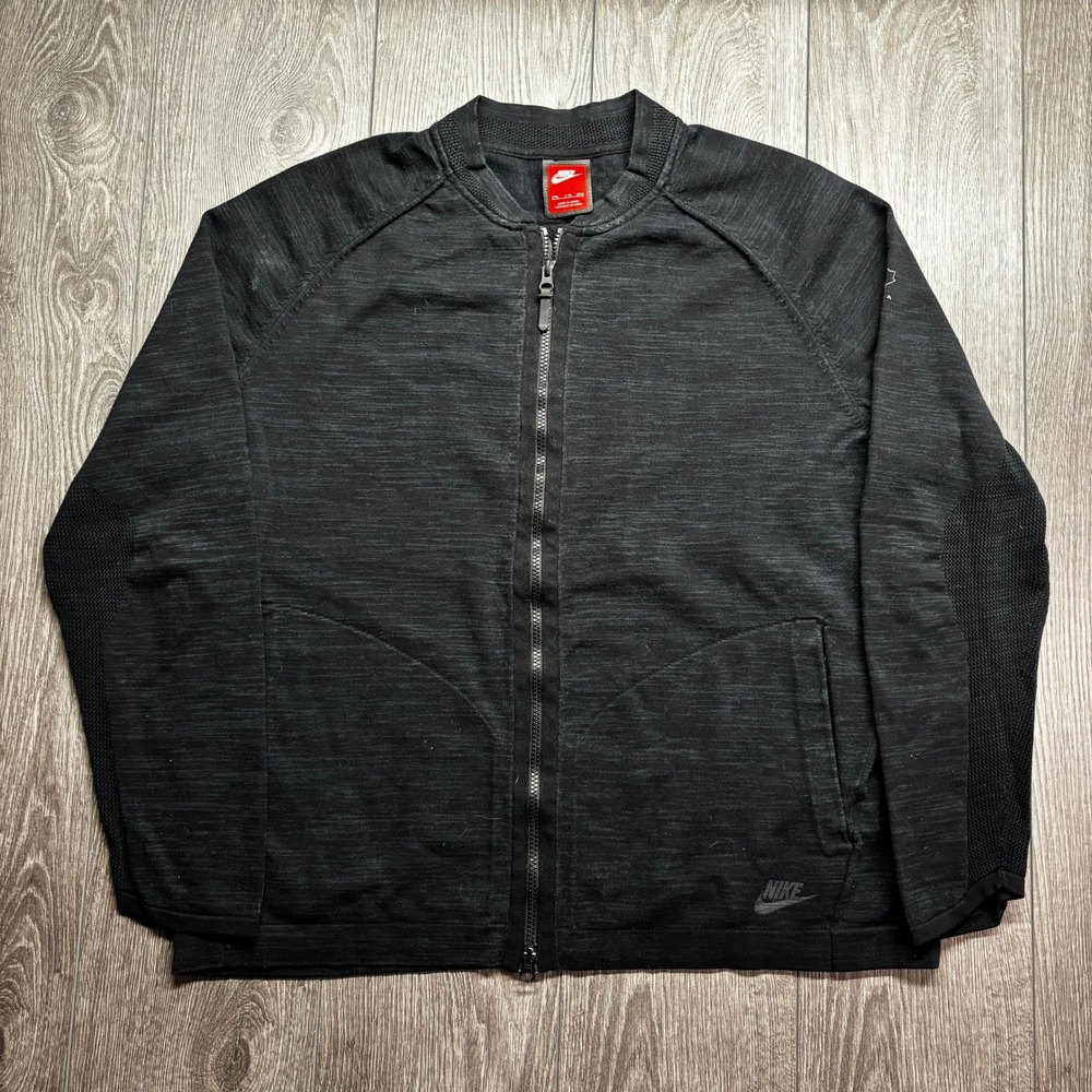 Nike Tech Knit Bomber Jacket Mens XXL Black Full Zip Hockey Canada Track Jacket